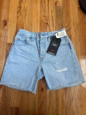 Levi's 501 Light Wash Denim Cutoff Mid Thigh Shorts